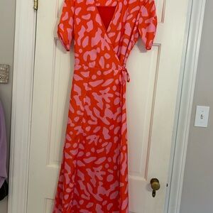Lost + Wander Red and Pink Midi Dress